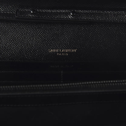 Saint Laurent Grain De Poudre Matelasse Chevron Monogram Chain Wallet Black 8 of 10