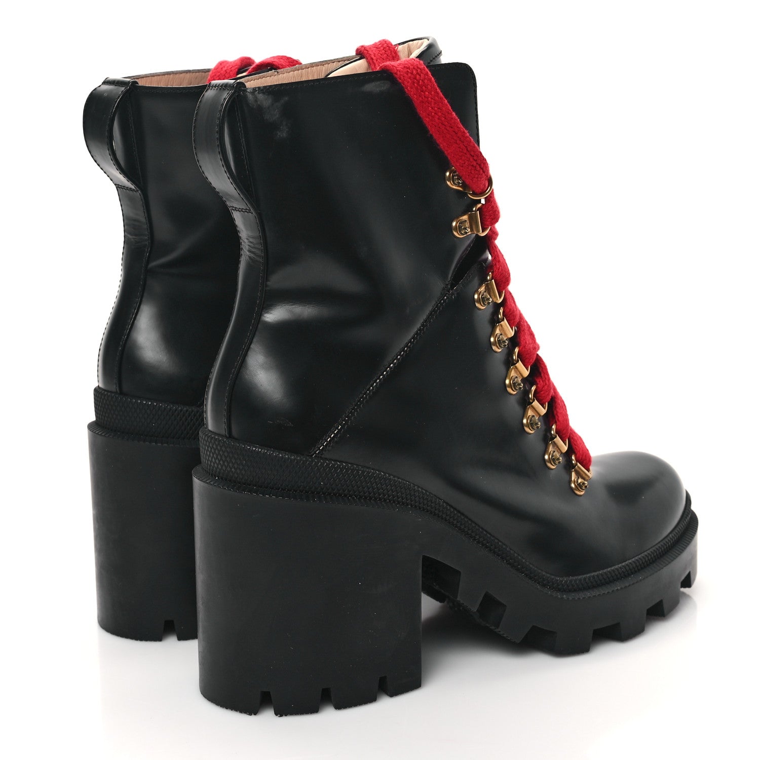 Gucci Magnum Calfskin Pearl Lace Up Combat Ankle Boots 39 Black 4 of 10