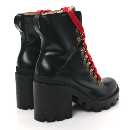 Gucci Magnum Calfskin Pearl Lace Up Combat Ankle Boots 39 Black 4 of 10