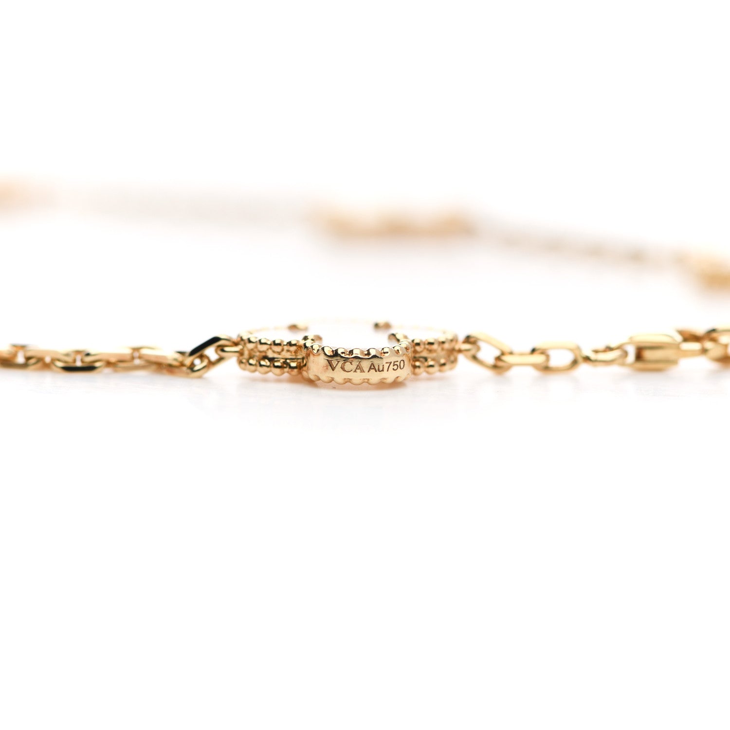 Van Cleef & Arpels 18K Yellow Gold Mother of Pearl 10 Motifs Vintage Alhambra Necklace 4 of 6