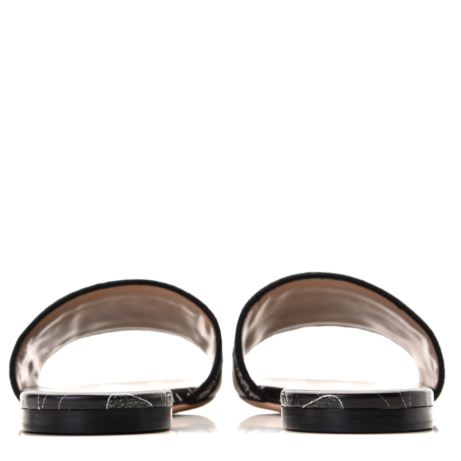 Christian Dior Canvas Around the World Embroidered Dway Flat Slide Sandals 40.5 Black 4 of 11