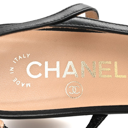 Chanel Lambskin Patent Calfskin Quilted Cap Toe CC Slingback Pumps 40 Black 8 of 10