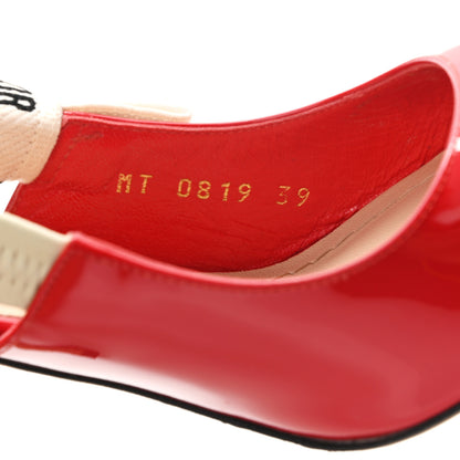Christian Dior Patent Ribbon J'Adior Slingback 100mm Pumps 39 Red 8 of 9