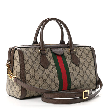 Gucci GG Supreme Monogram Web Medium Ophidia Boston Brown 3 of 9