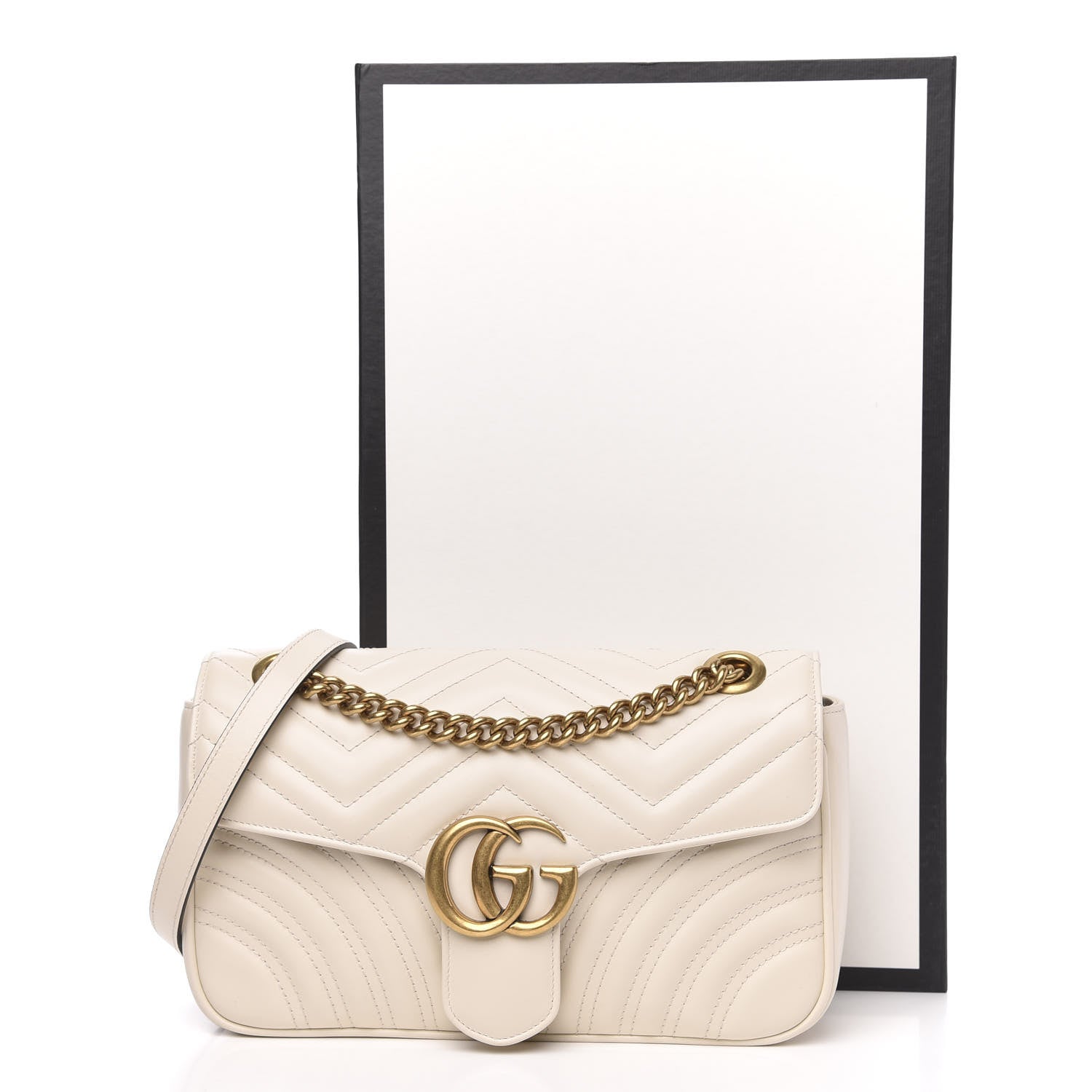 Gucci Calfskin Matelasse Small GG Marmont Shoulder Bag White 12 of 12