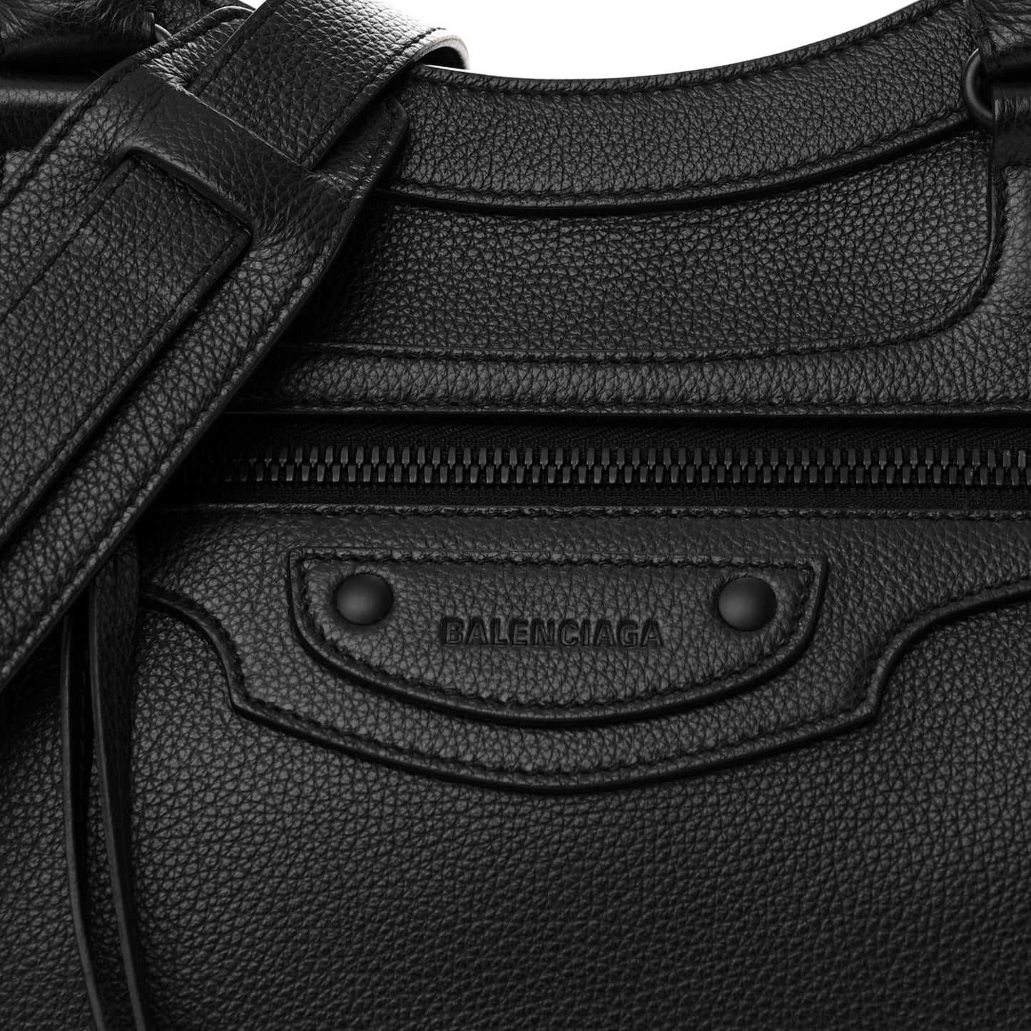 Grained Calfskin Neo Classic Black Hardware Medium City Black