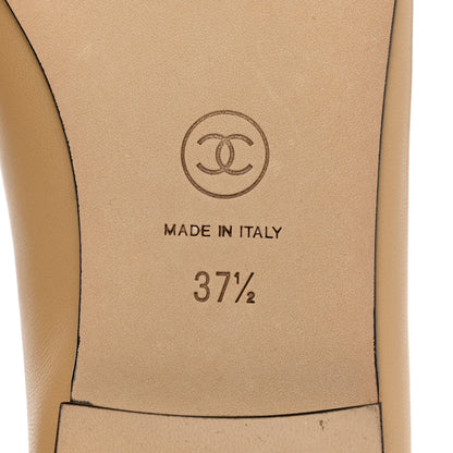 Chanel Lambskin Cap Toe CC Ballerina Flats 37.5 Beige Black 8 of 8