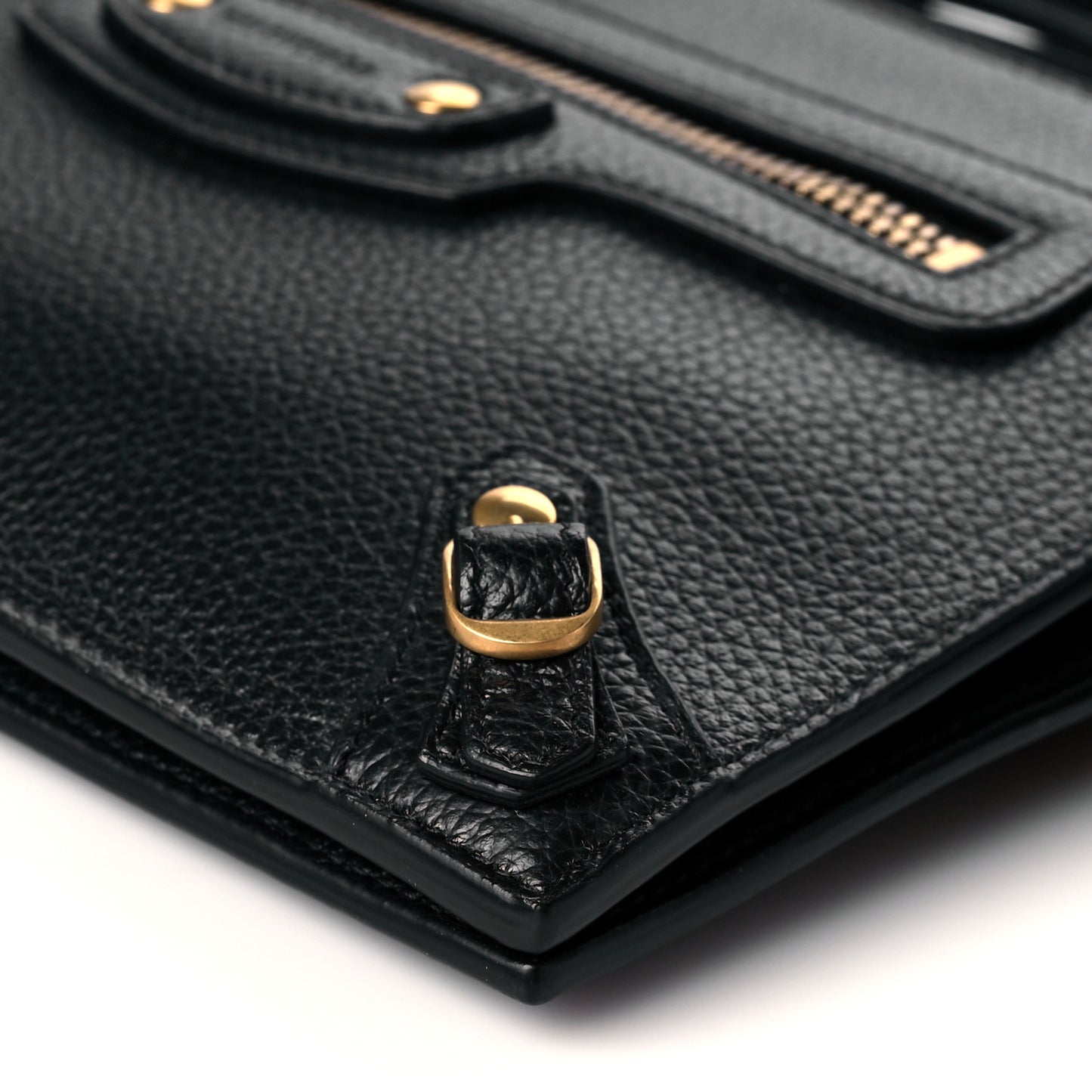 Grained Calfskin Neo Classic Gold Hardware Multipouch Black