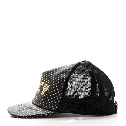 Gucci X SEGA Calfskin GUCCY Stars Baseball Hat XXL Black Gold 6 of 11