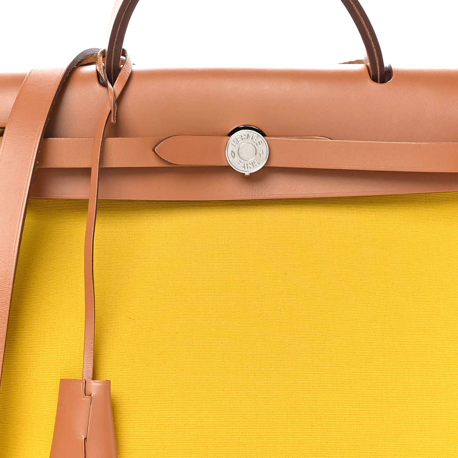 Hermes Vache Hunter Toile Herbag Zip 31 PM Lime Naturel 8 of 10