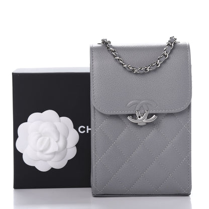Chanel Grained Calfskin Quilted CC Box Clutch With Chain Grey 12 of 12