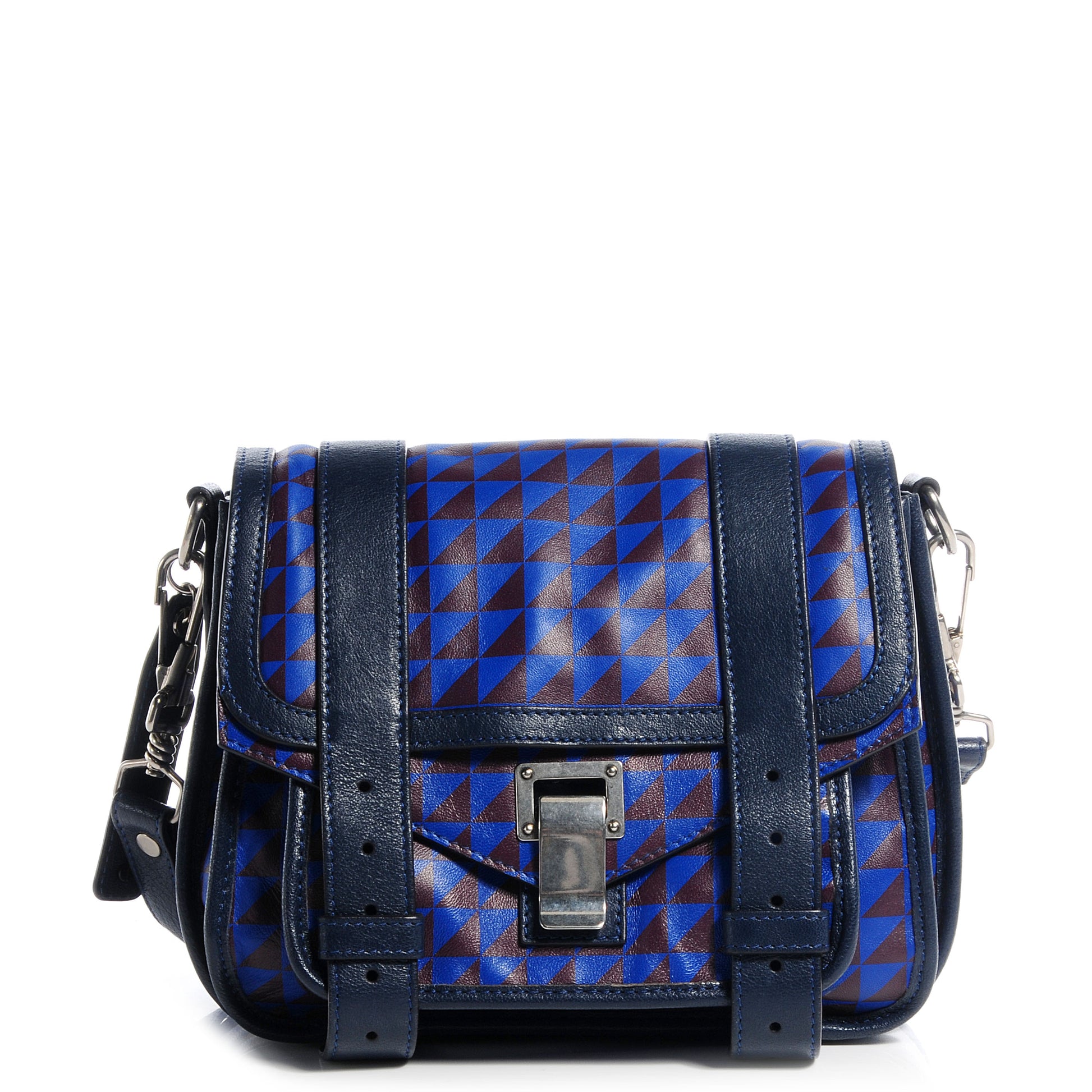 Proenza Schouler Triangle Print Mini PS1 Pouch Royal Blue Pinot Noir 1 of 11