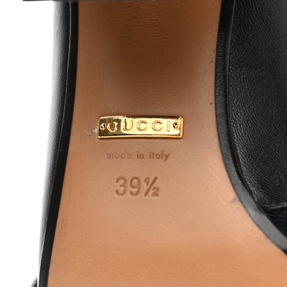 Gucci Malaga Kid Web Pearl Embellished Peyton 75mm Loafer Pumps 39.5 Black 6 of 10