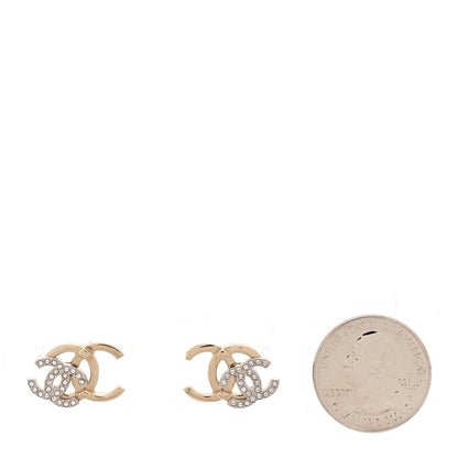 Chanel Crystal Double CC Earrings Gold Silver 2 of 5
