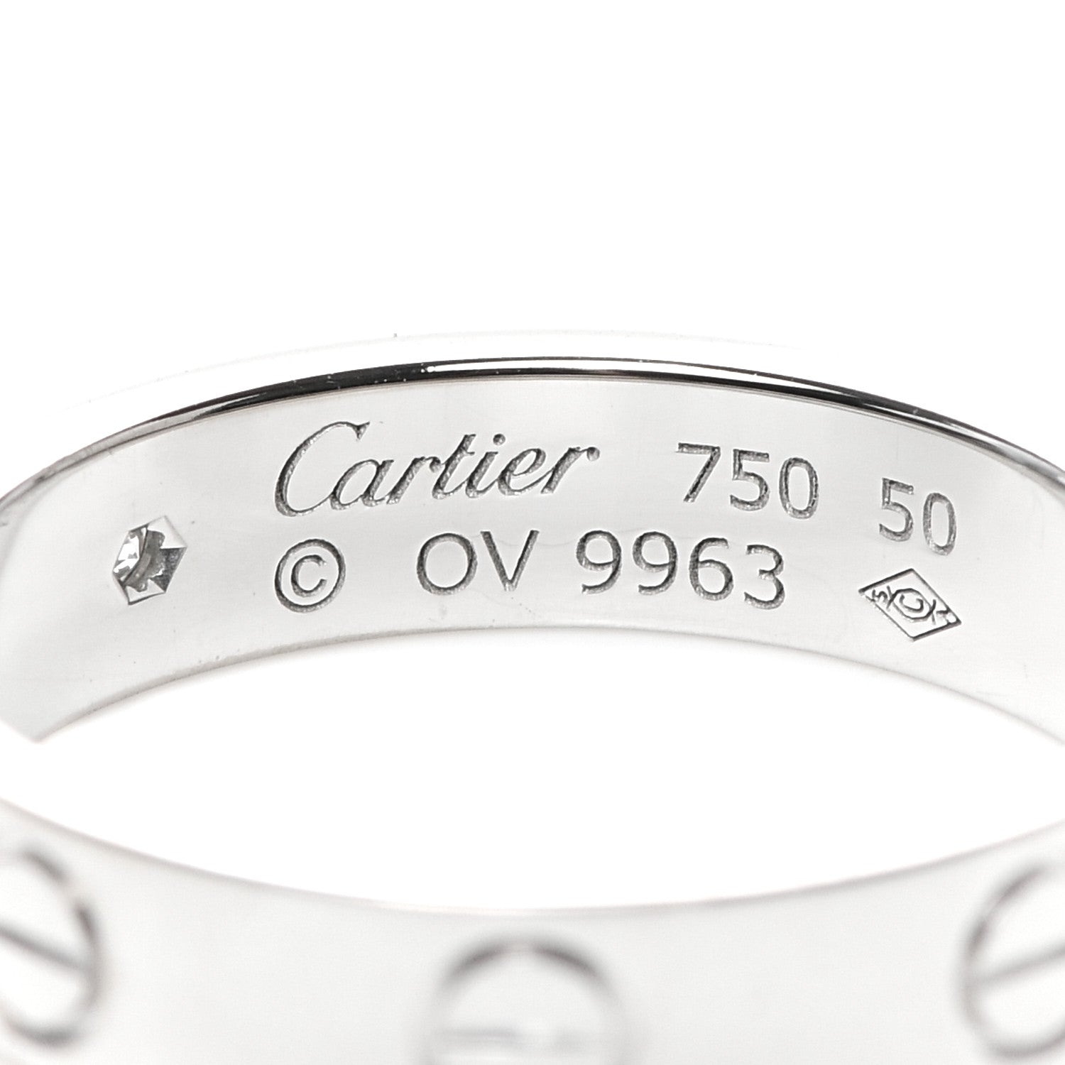 Cartier 18K White Gold Diamond 4mm LOVE Wedding Band Ring 50 5.25 4 of 5