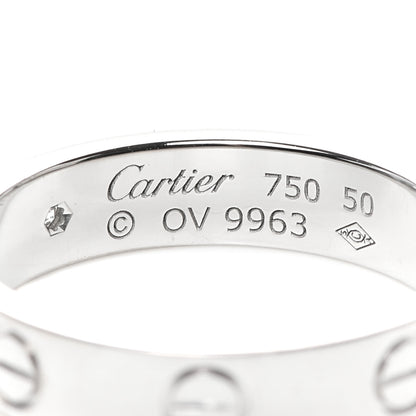 Cartier 18K White Gold Diamond 4mm LOVE Wedding Band Ring 50 5.25 4 of 5