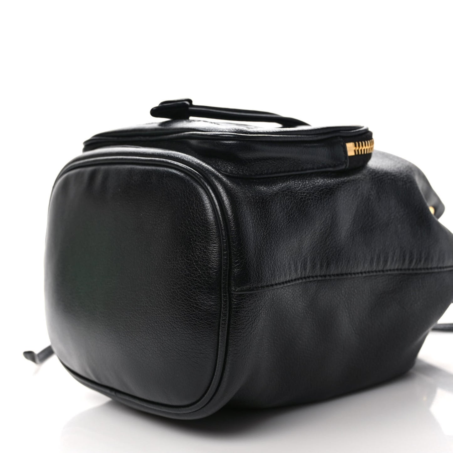 Glace Calfskin Embossed Secchiello Bucket Bag Black