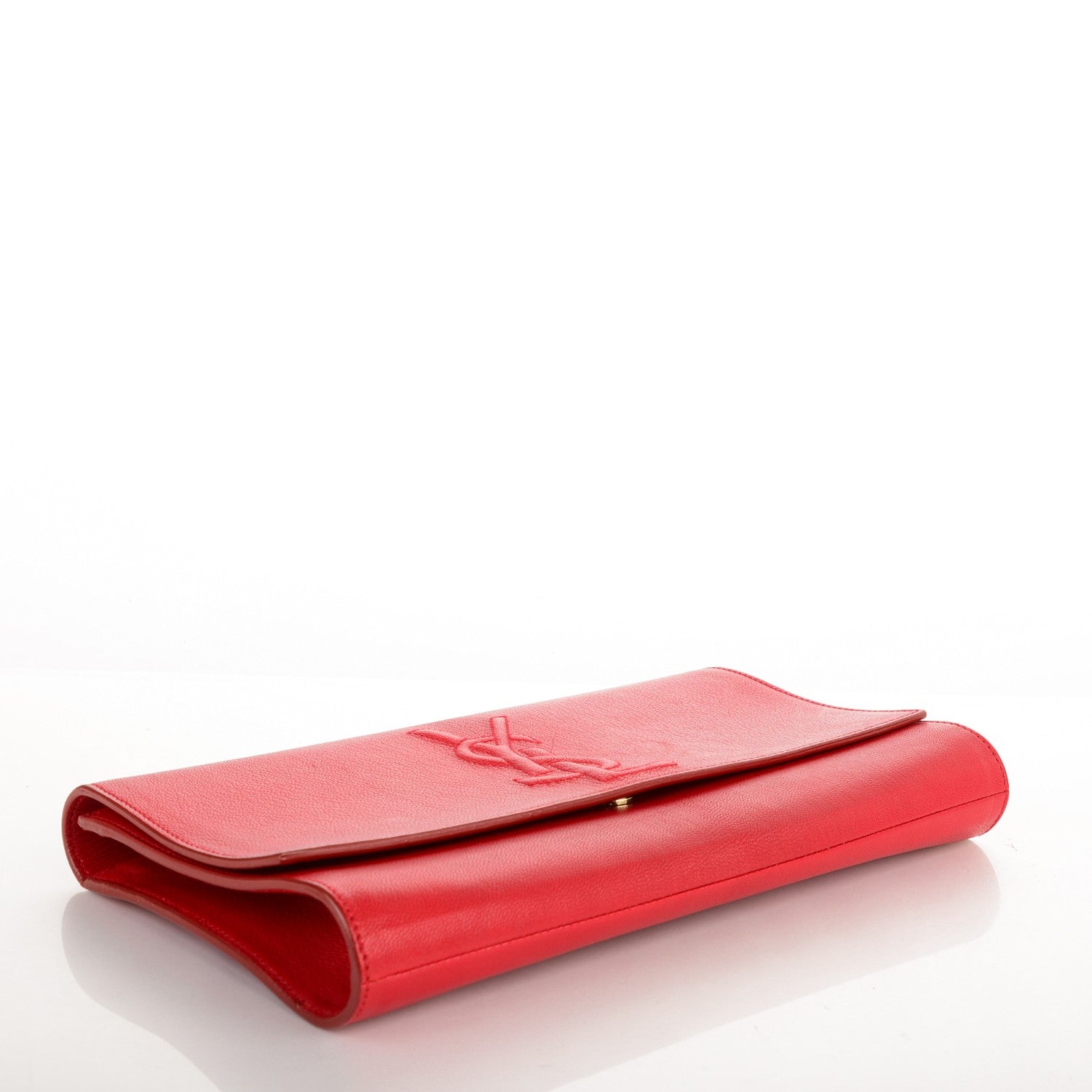 Saint Laurent Goatskin Monogram Large Belle De Jour Clutch Red 4 of 7