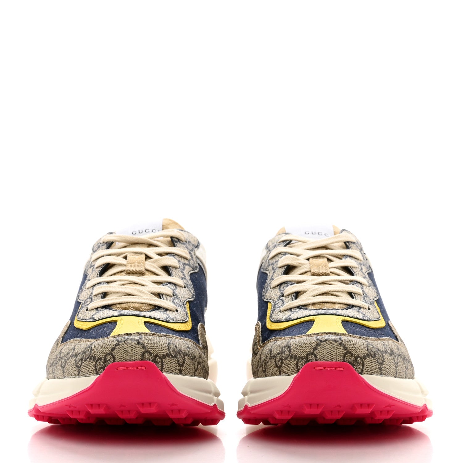 Gucci GG Supreme Monogram Mix Monogram Mens Rhyton Sneakers 10 London Blue Beige Sun Yellow 2 of 9