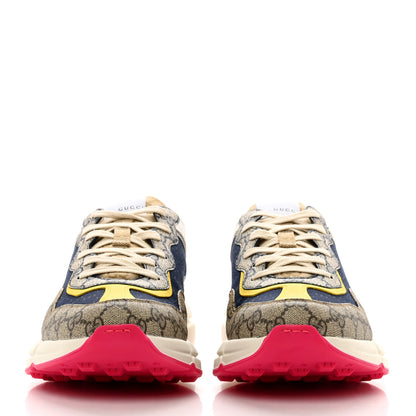 Gucci GG Supreme Monogram Mix Monogram Mens Rhyton Sneakers 10 London Blue Beige Sun Yellow 2 of 9