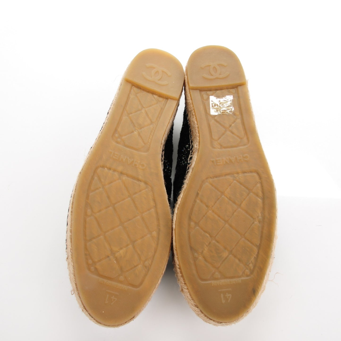 Tweed Lambskin CC Espadrilles 41 Black Silver