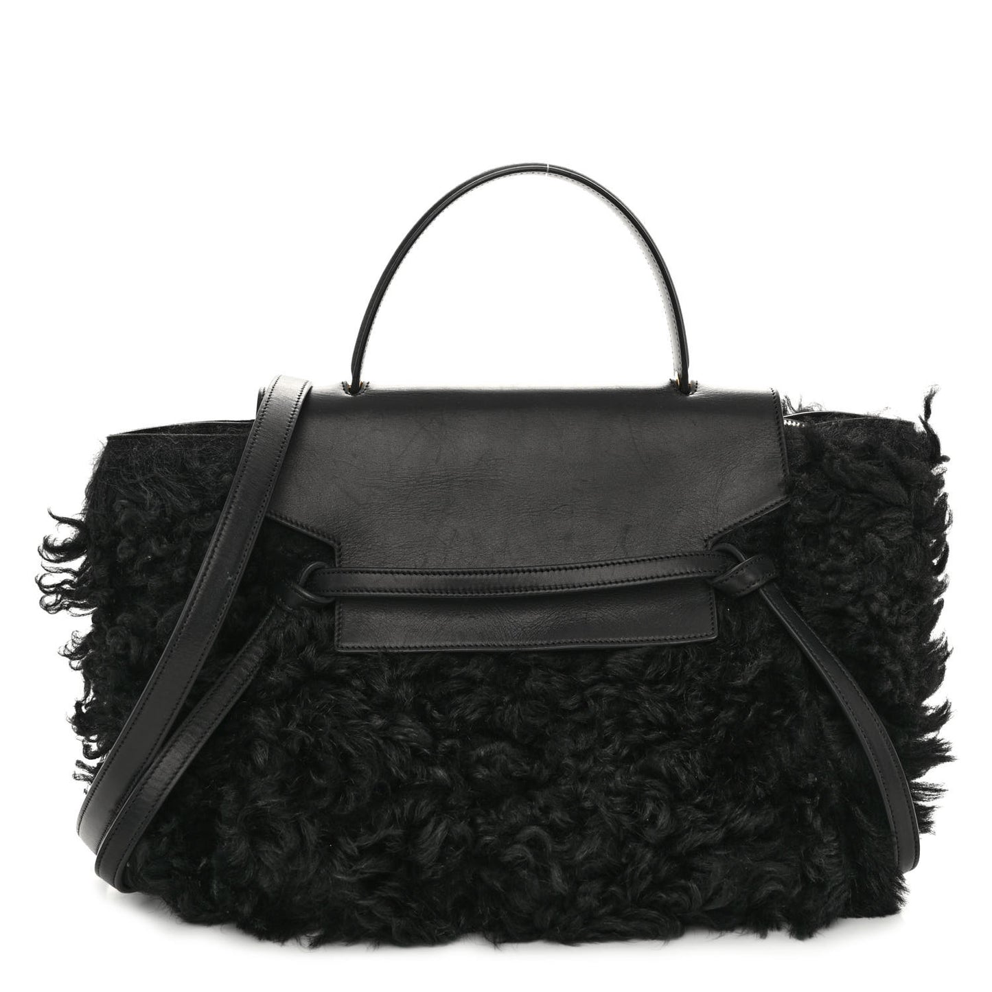 Calfskin Shearling Mini Belt Bag Black