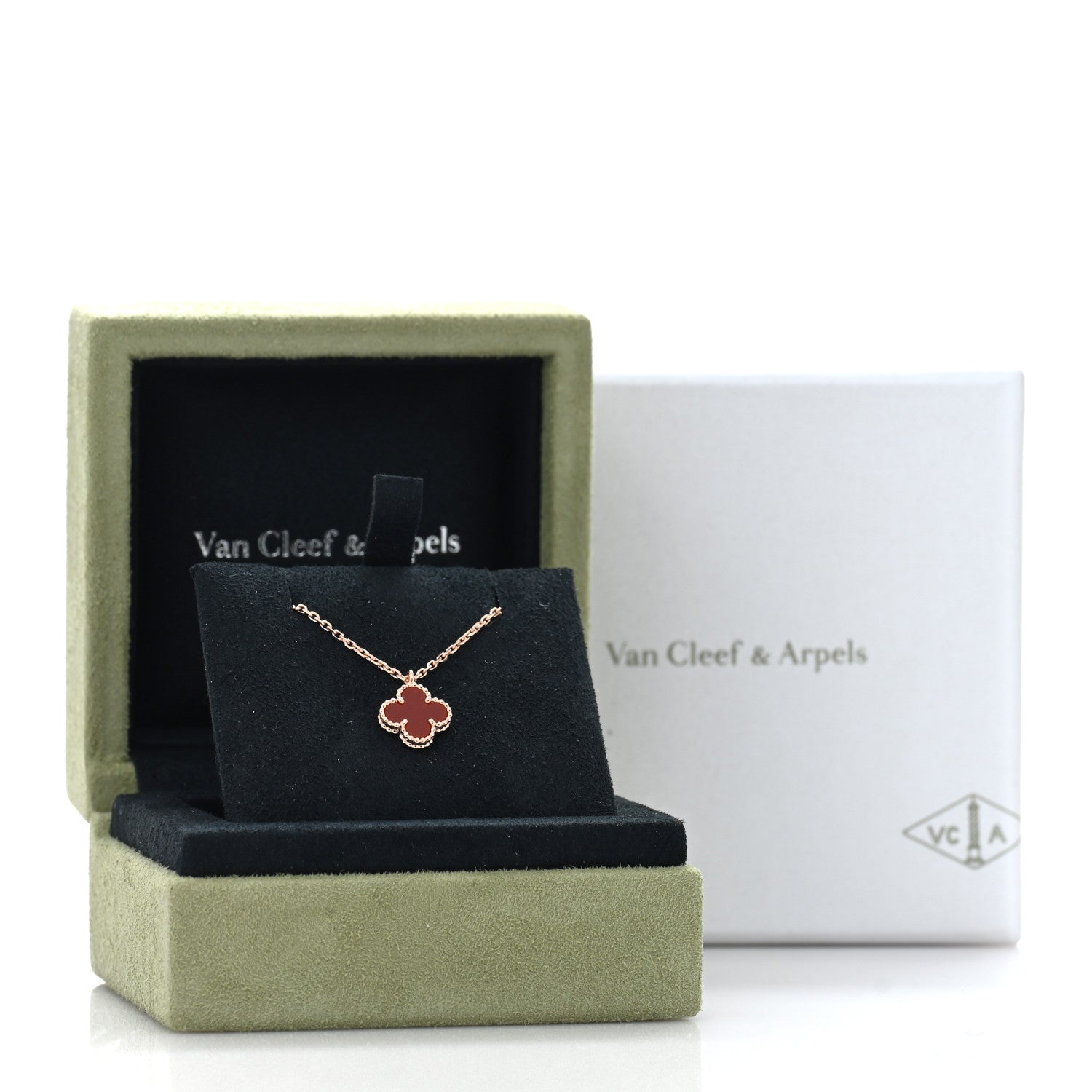 Van Cleef & Arpels VAN CLEEF & ARPELS 18K Rose Gold Carnelian Sweet Alhambra Pendant Necklace 5 of 5