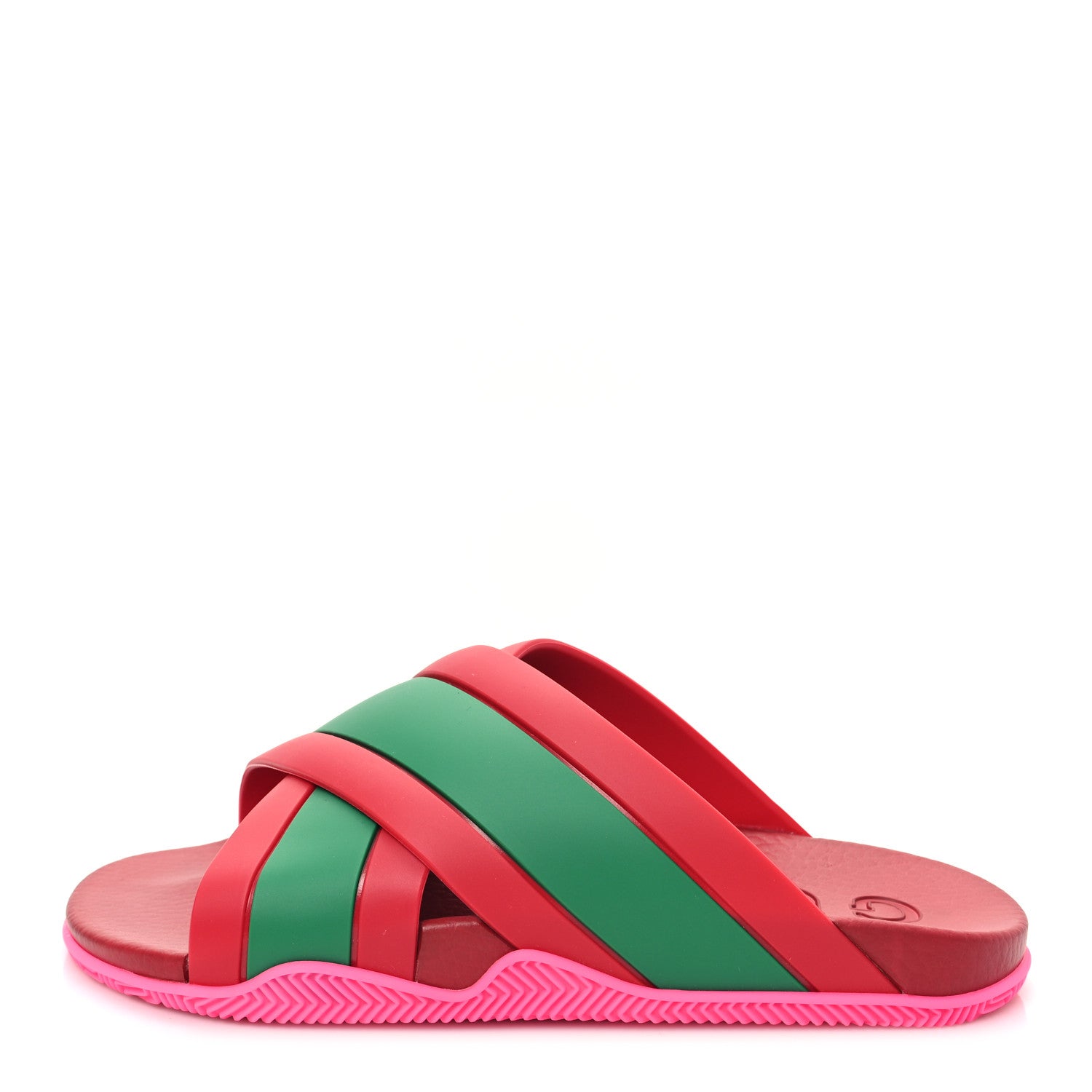 Gucci Rubber Web Womens Criss Cross Slide Sandals 39 Coral New Shamarock 1 of 9