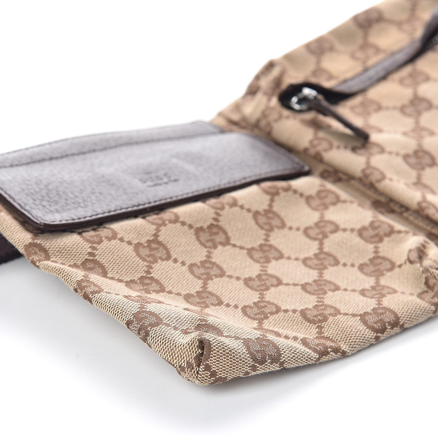 GG Monogram Web Double Pocket Belt Bag Dark Brown