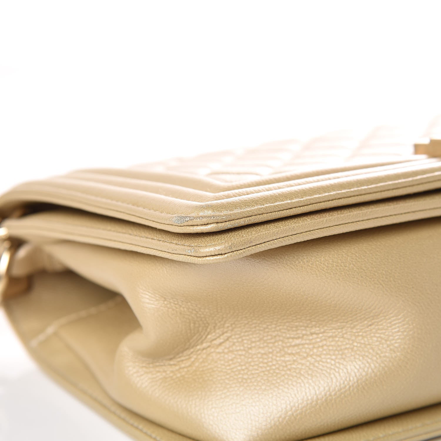 Chanel Pearly Caviar Quilted Medium Boy Flap Light Gold 8 of 13