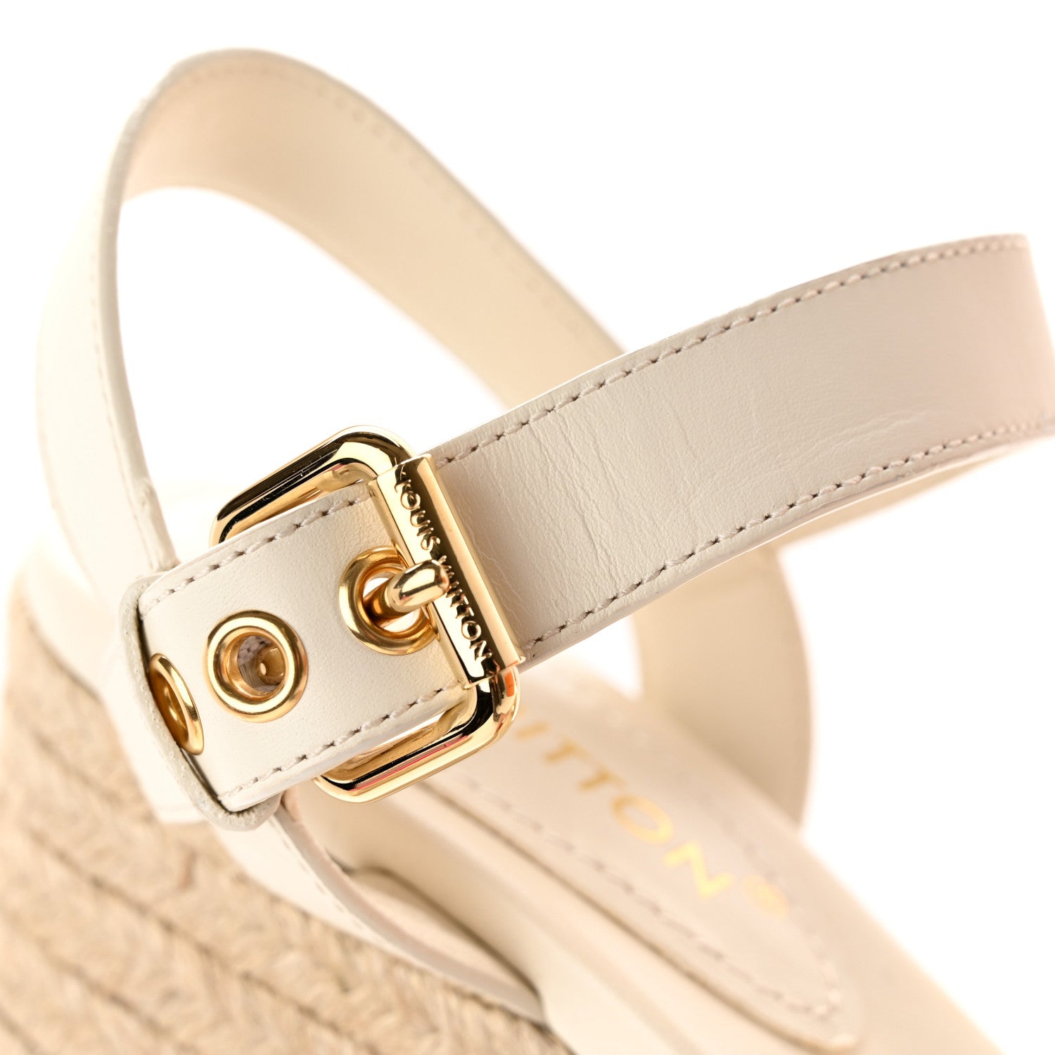 Louis Vuitton Cotton Monogram Embroidered Starboard Wedge Espadrilles 39 Beige White 10 of 13