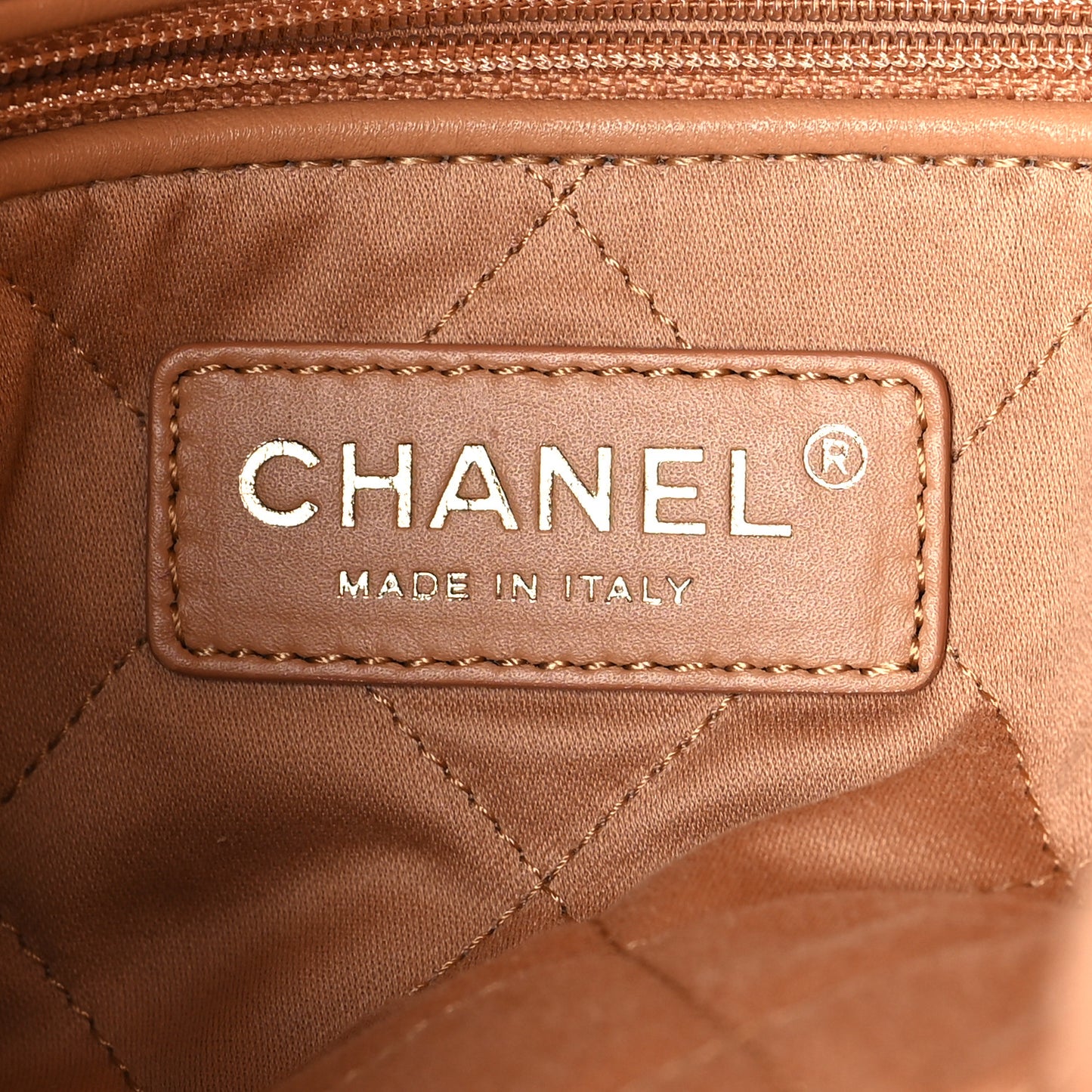 Shiny Calfskin Quilted Chanel 22 Beige