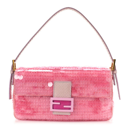 Fendi Satin Sequin Paillettes Bilics Lustre Snakeskin Medium Baguette 1997 Lavanda Glicine 1 of 10