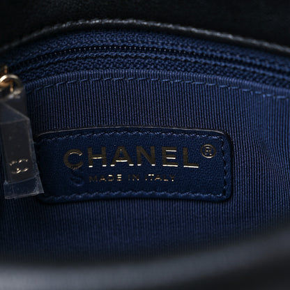 Chanel Sheepskin Chevron Quilted Double Chevron Waist Bag Navy Black 7 of 13