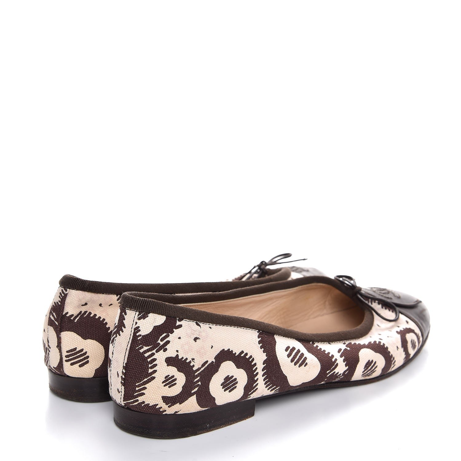 Chanel Lambskin Canvas Printed CC Cap Toe Ballerina Flats 39 Brown 4 of 9