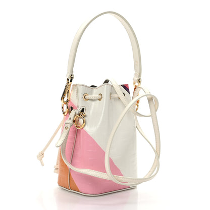 Fendi Vitello King F is Fendi FF Embossed Striped Mini Mon Tresor Bucket Bag Light Rose Multicolor White Ice 2 of 10