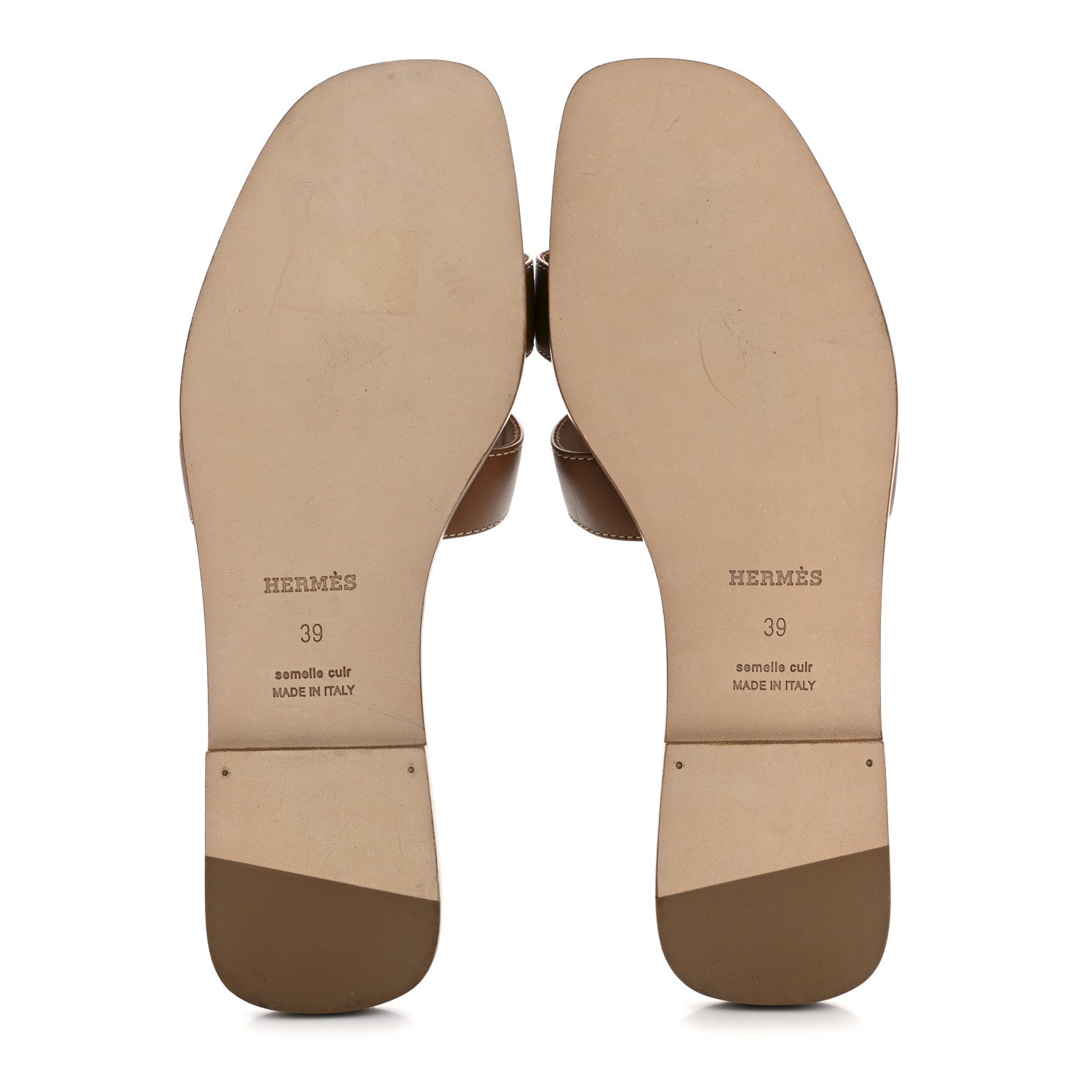 Hermes Box Calfskin Oran Sandals 39 Gold 6 of 10