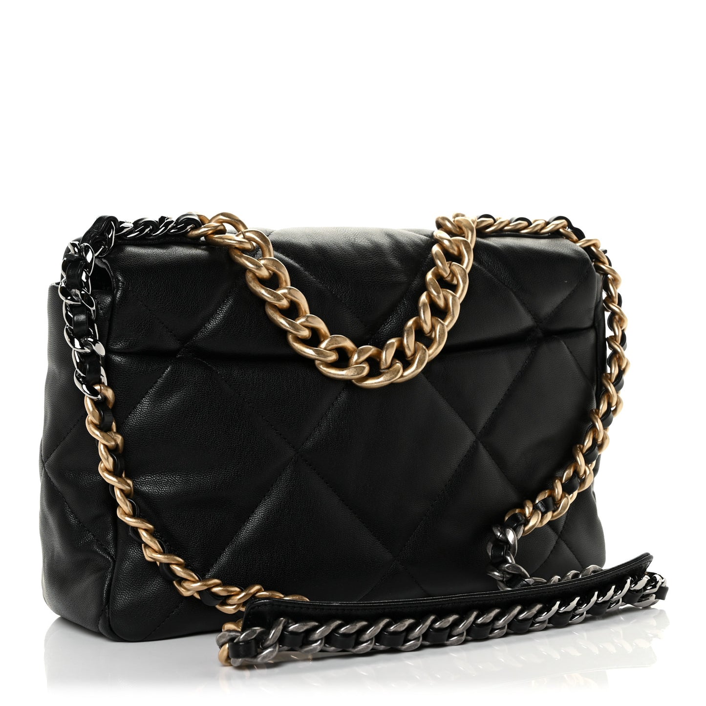 Goatskin Quilted Large Chanel 19 Flap Black