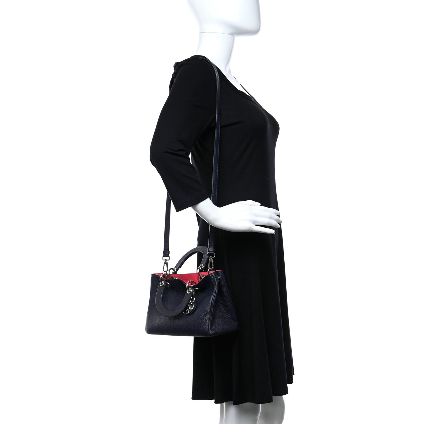 Bullcalf Small Diorissimo Tote Navy Fuchsia