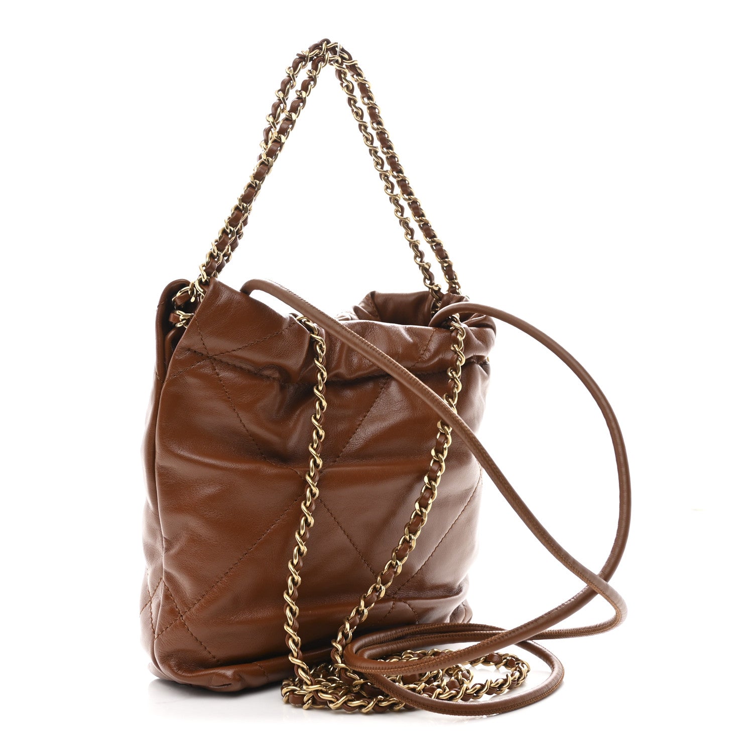 Chanel Shiny Calfskin Quilted Mini Chanel 22 Light Brown 3 of 11