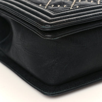 Chanel Crumpled Lambskin New Medium Studded Boy Flap Black 8 of 9