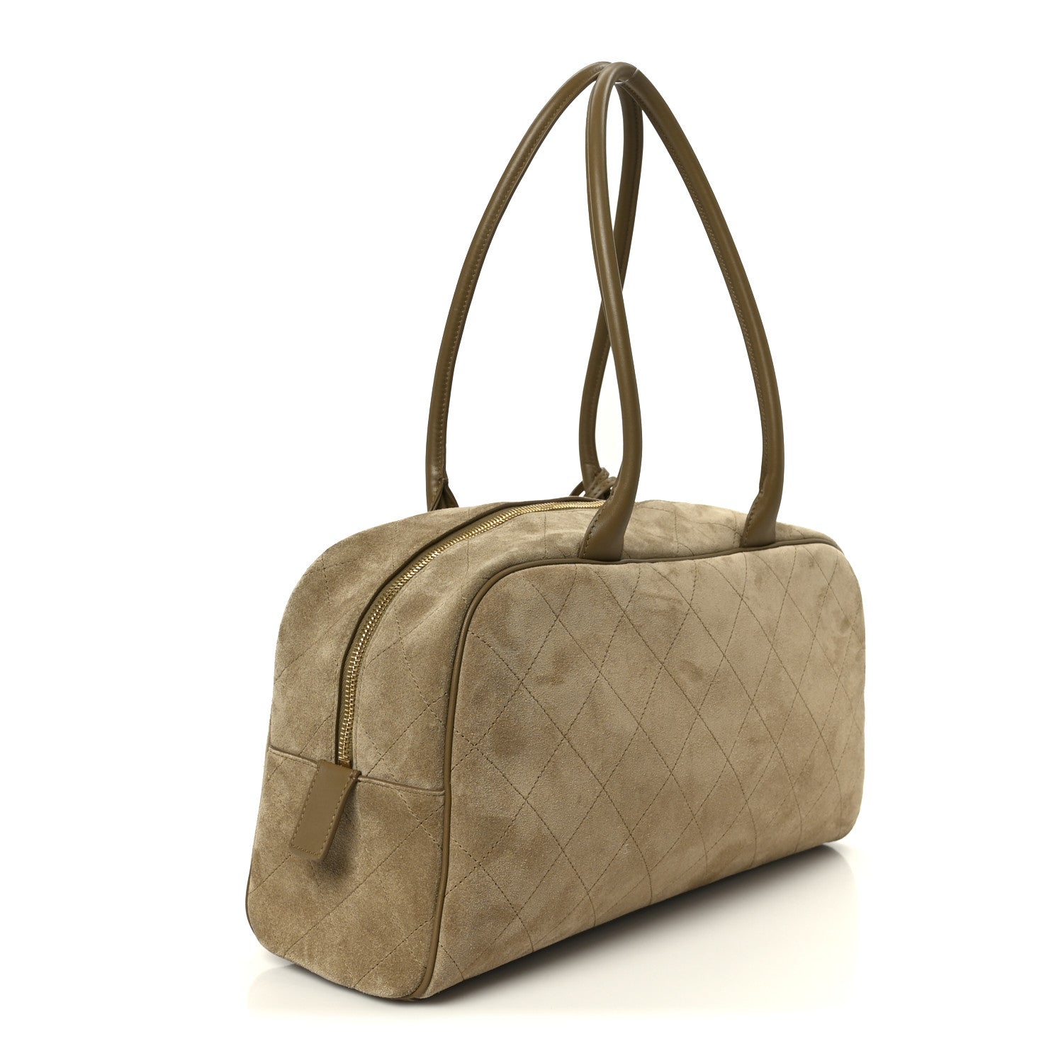 Chanel Suede Calfskin Large Perfect Bowling Bag Dark Beige 5 of 18