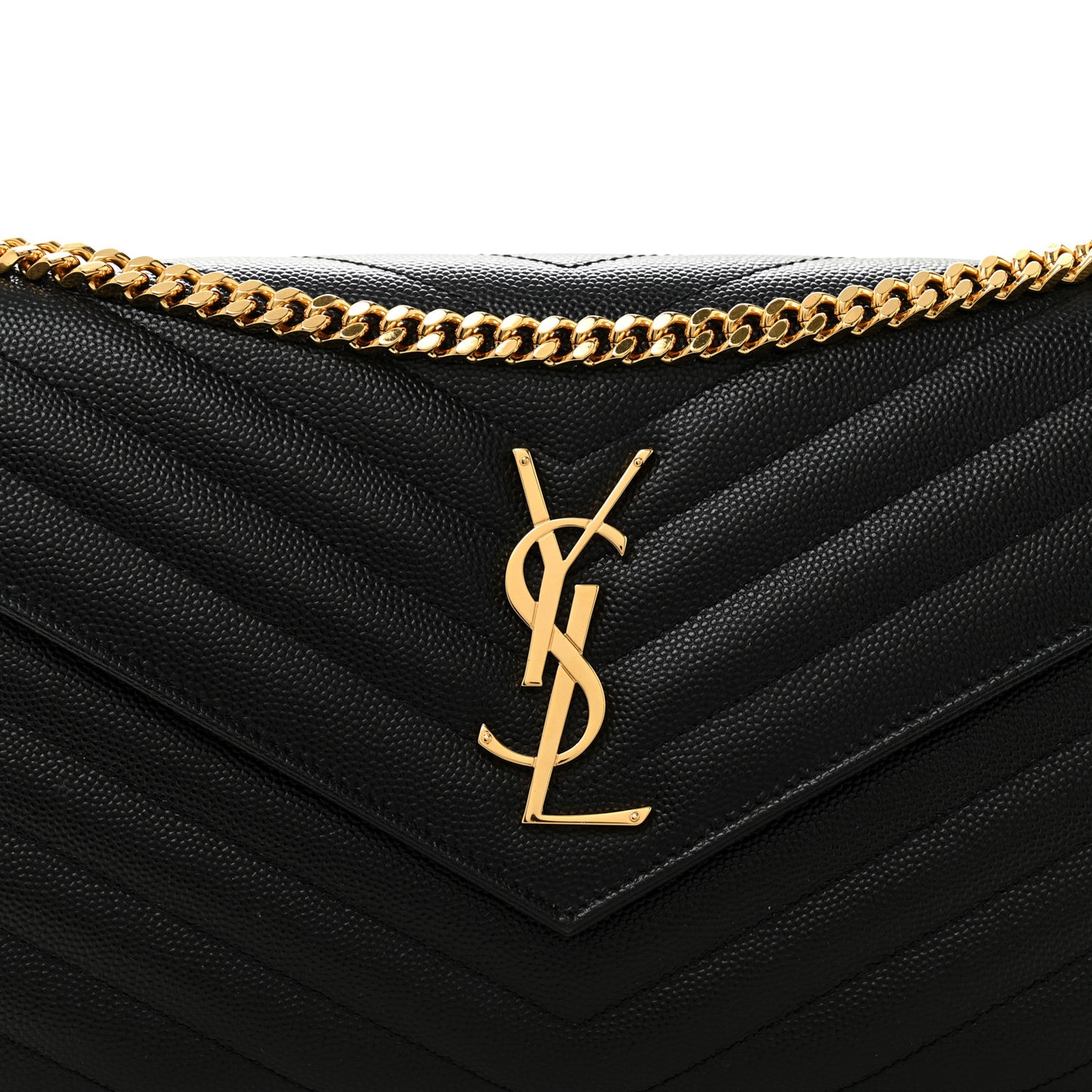 Grain De Poudre Matelasse Chevron Monogram Chain Wallet Black