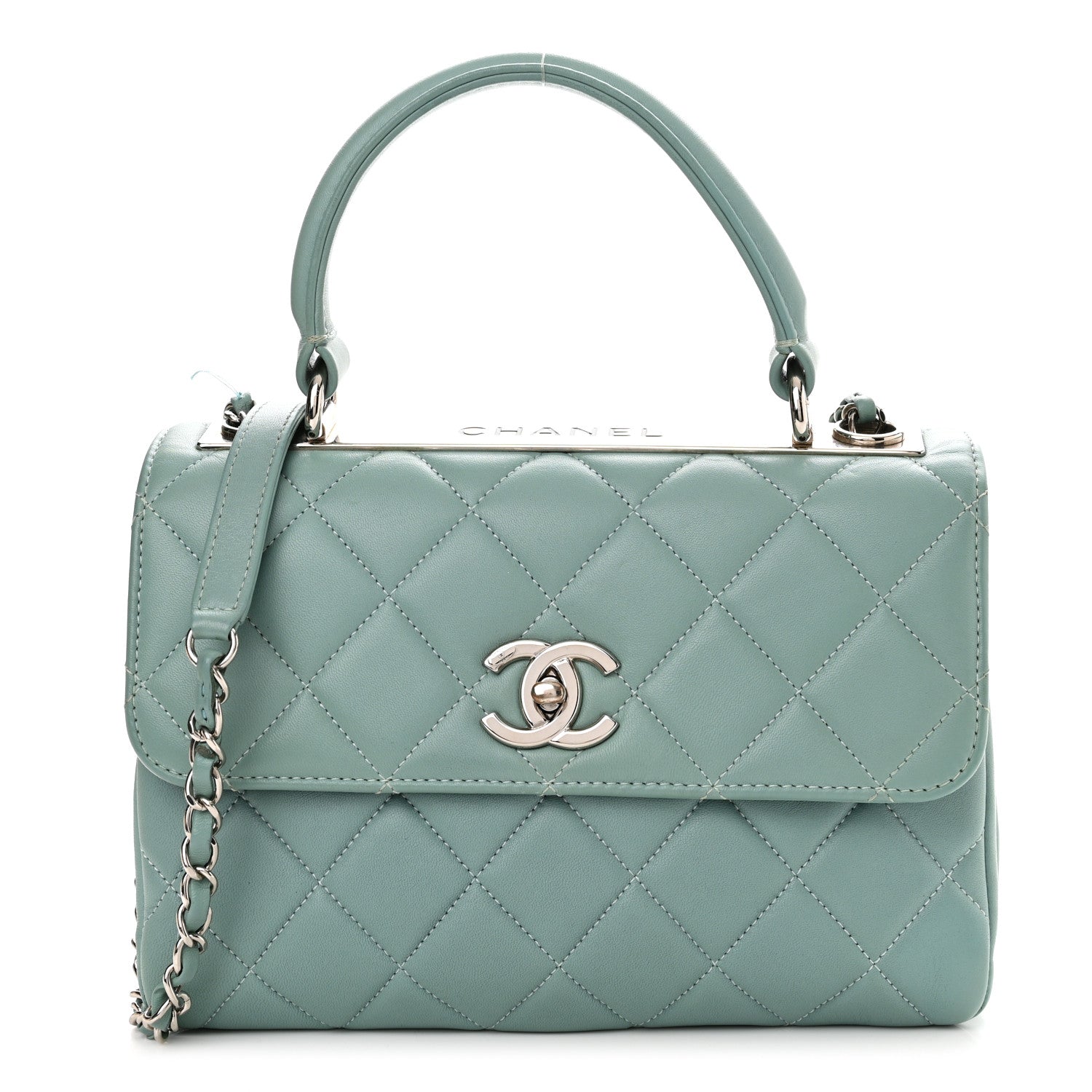 Chanel Lambskin Quilted Small Trendy CC Flap Dual Handle Bag Light Green 1 of 11