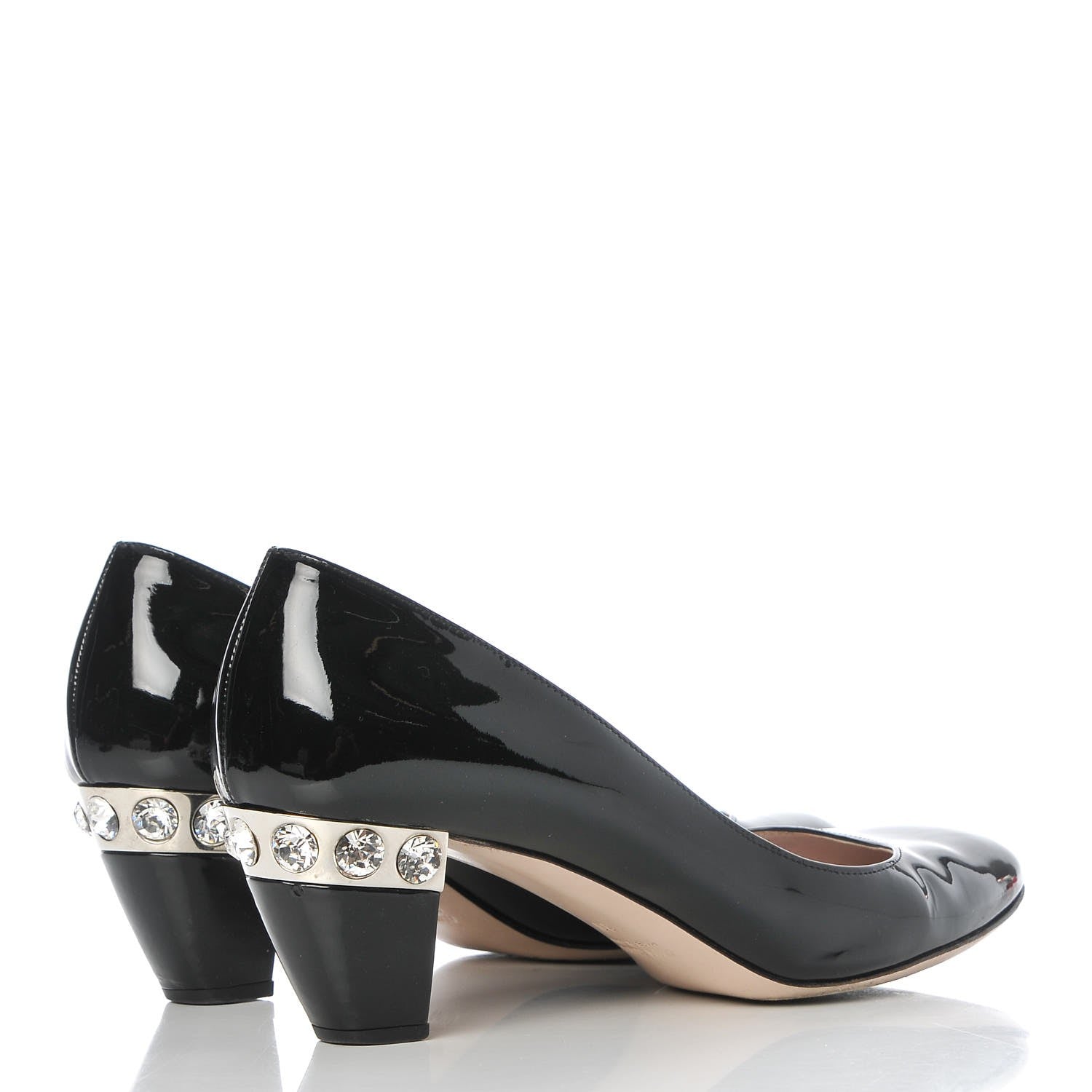 Miu Miu Vernice Crystal Jeweled Pumps 38 Black 4 of 13