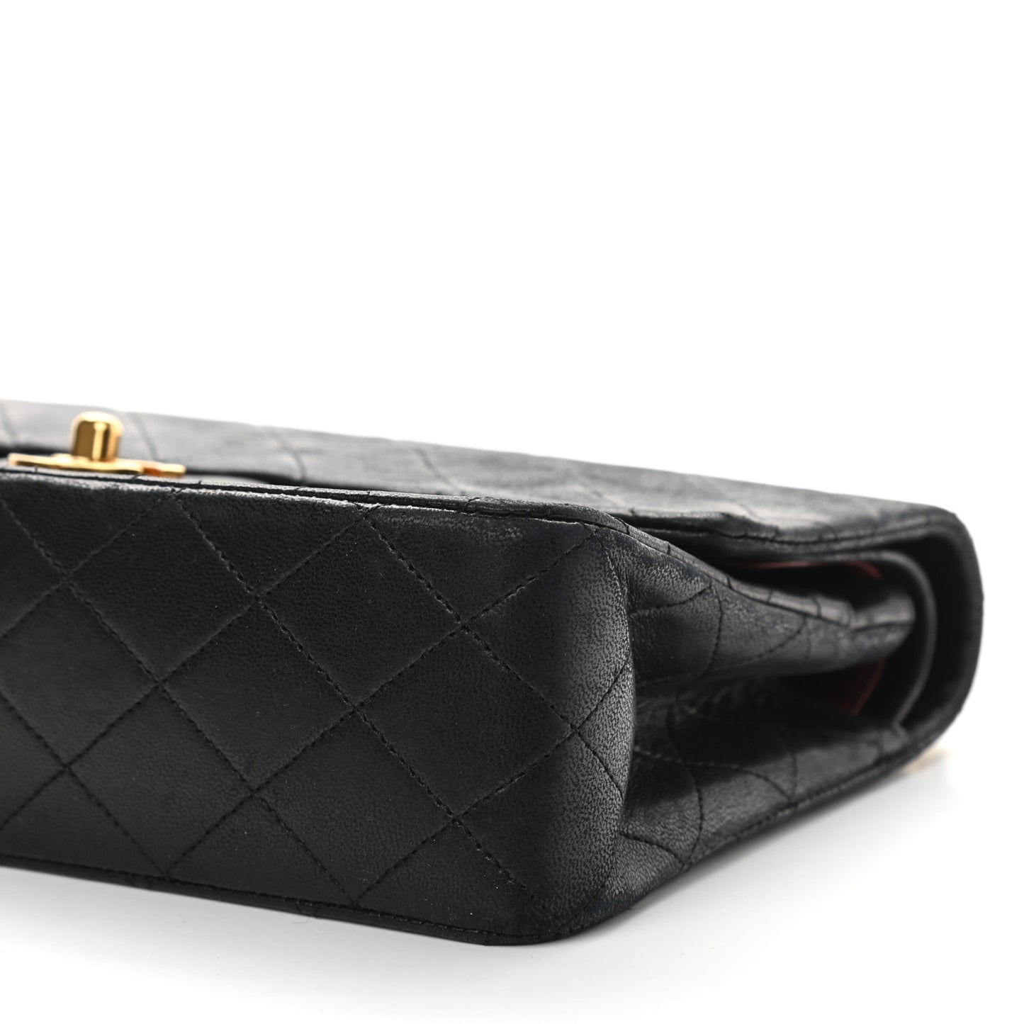 Lambskin Quilted Medium Double Flap Black