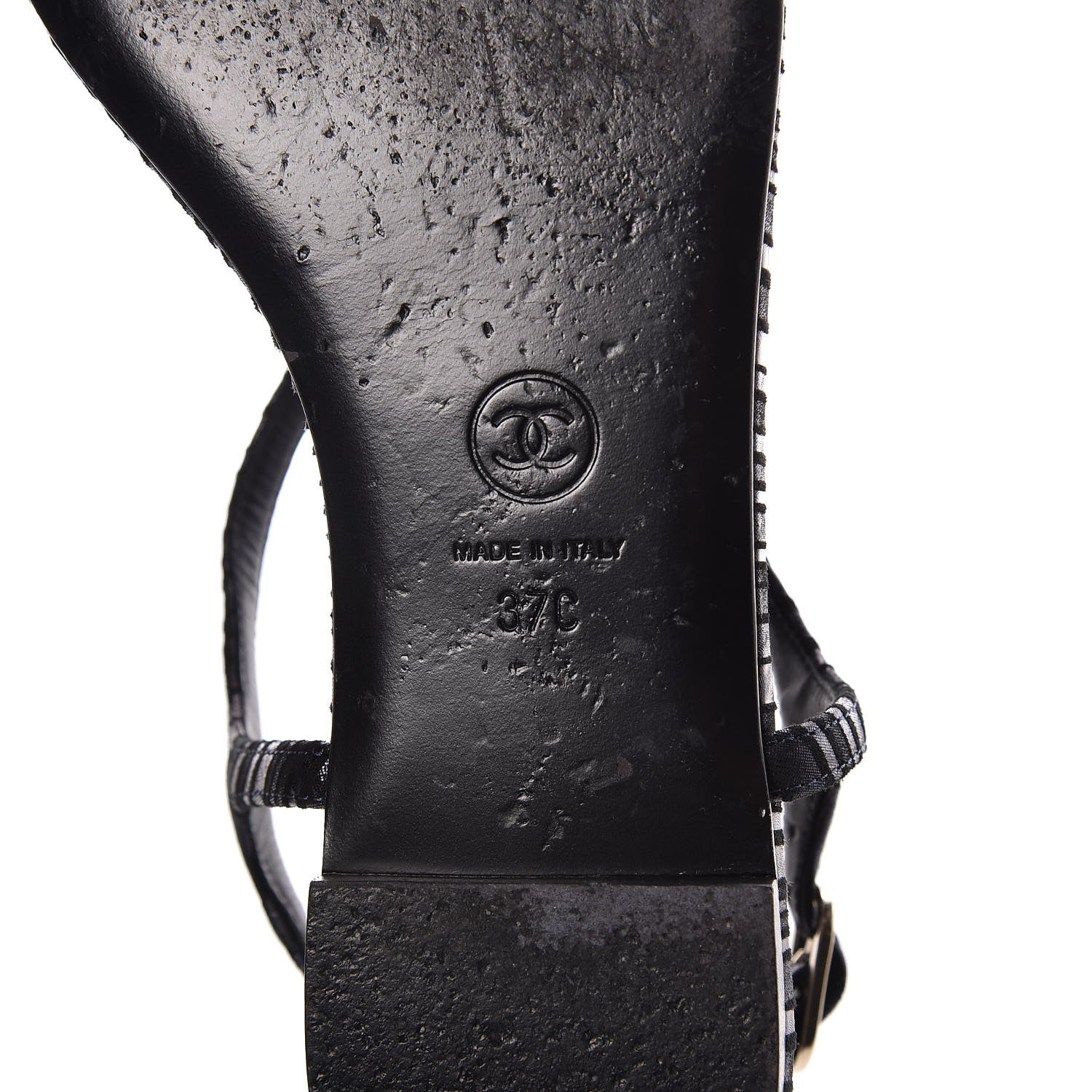 Chanel Fantasy Goatskin Suede CC Chain Thong Sandals 37 Navy Black 6 of 8