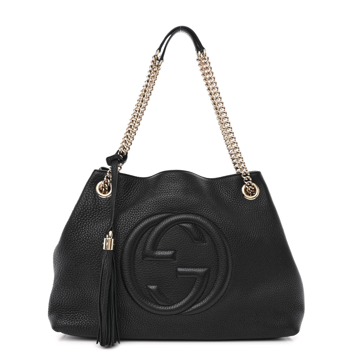 Gucci Pebbled Calfskin Medium Soho Chain Shoulder Bag Black 1 of 12