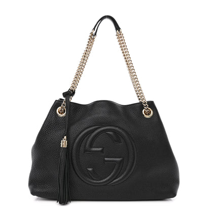 Gucci Pebbled Calfskin Medium Soho Chain Shoulder Bag Black 1 of 12