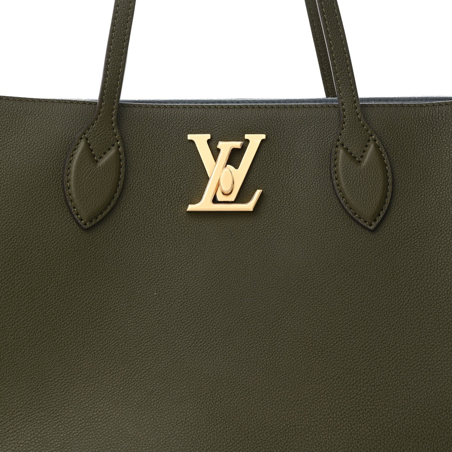 Louis Vuitton Grained Calfskin Lockme Shopper Kaki 7 of 9